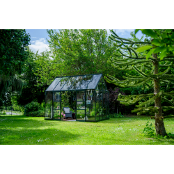 HALLS szklarnia ogrodowa ICON PLANTHOUSE 8 (9,7 m2; 2,55 x 3,79 m) czarna, szkło hartowane + baza